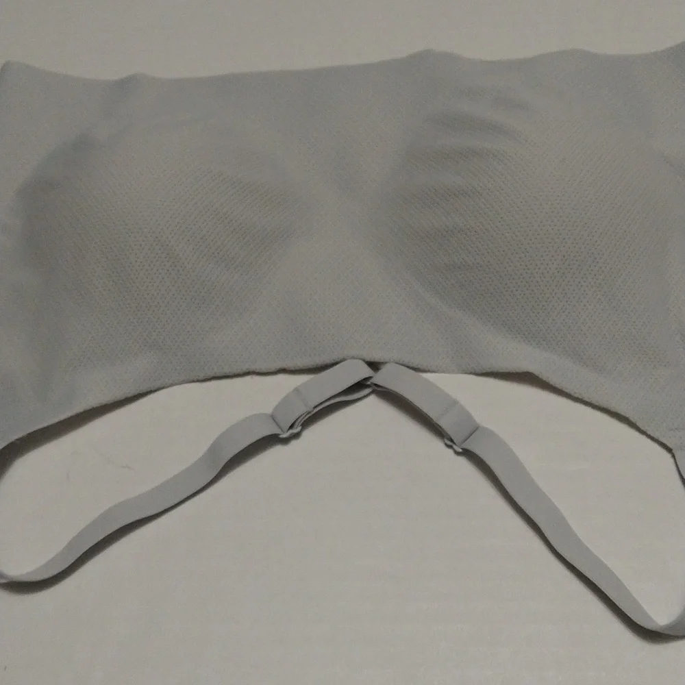 Hanes Gray Cross-Back Bralette With Removable Pads Size XL - Picture 9 of 10